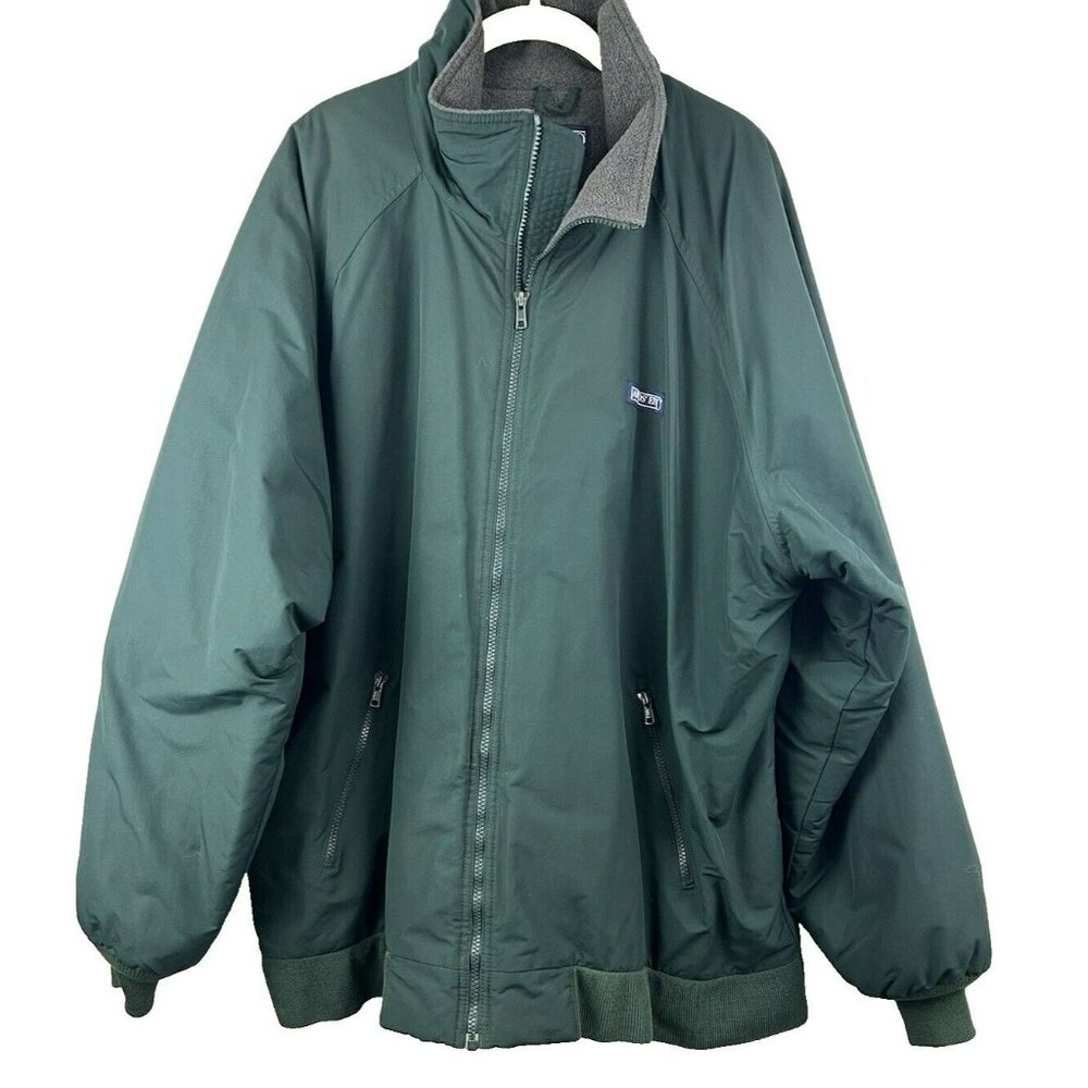 Land’s End Men’s Green Full Zip Jacket Coat Polartec Fleece Lining XL Tall